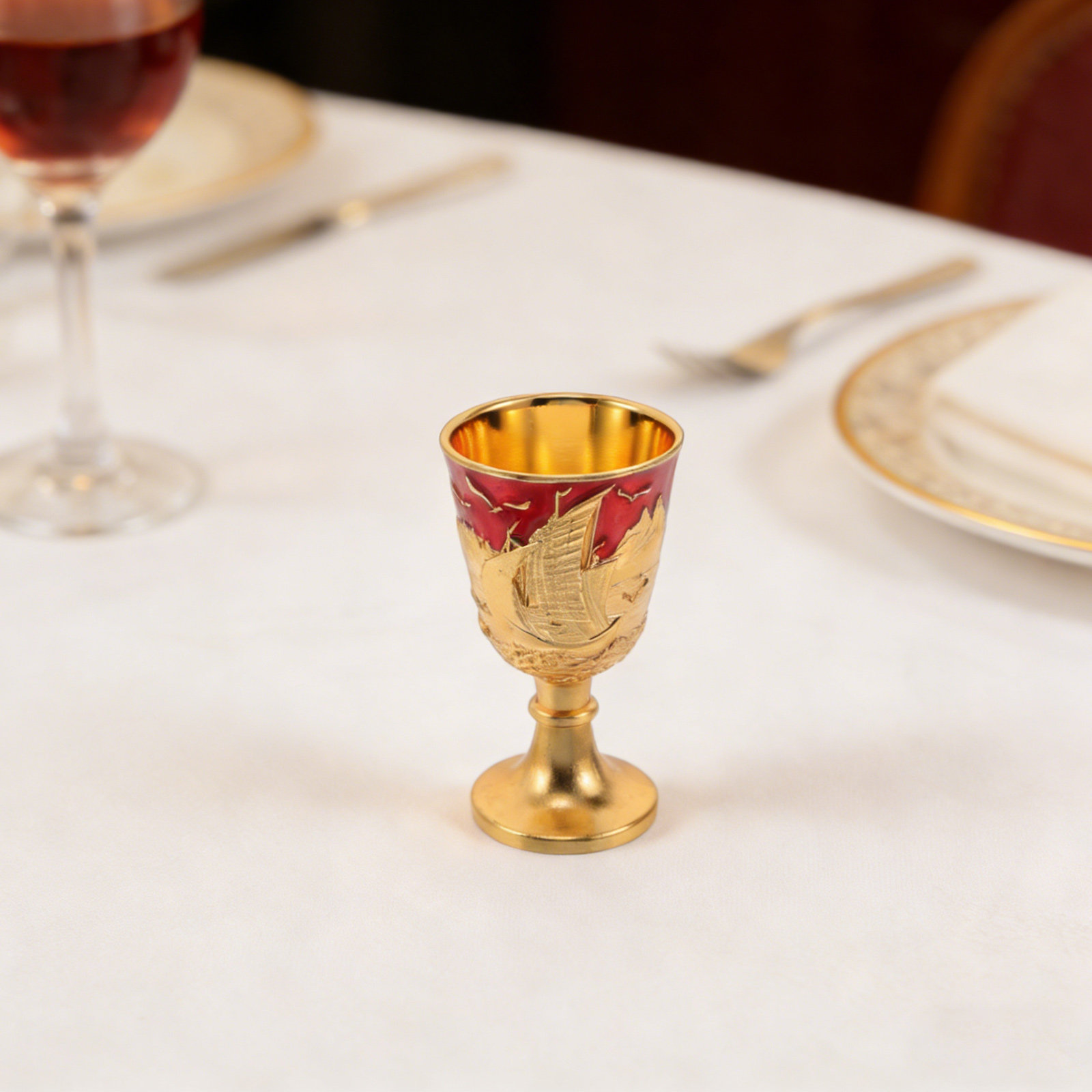 2Pcs Vintage Alloy Goblet Glas - Home Bar Set ulasan dan harga