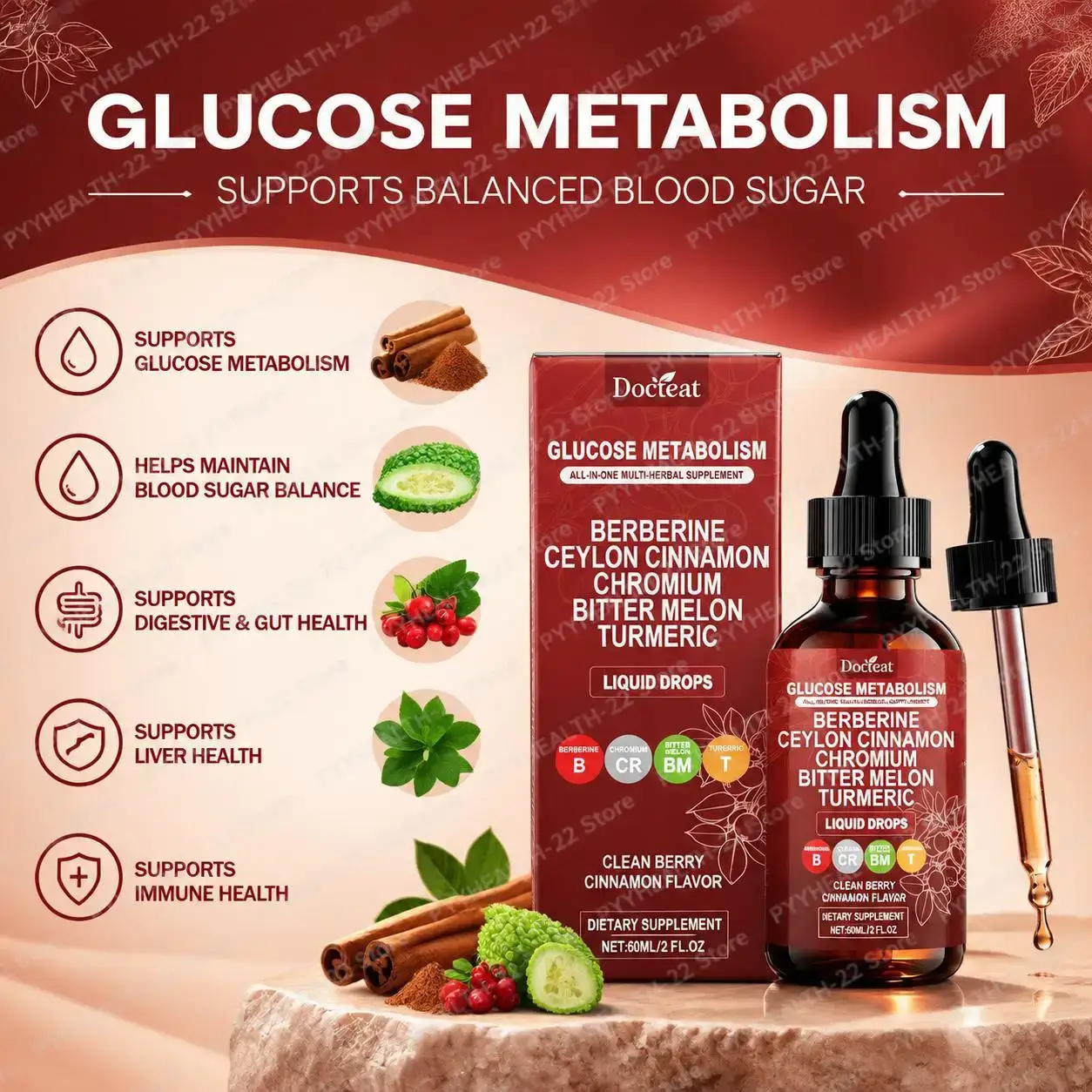 Glucose Metabolism Liquid Drop - Bitters Bottle Set ulasan dan harga